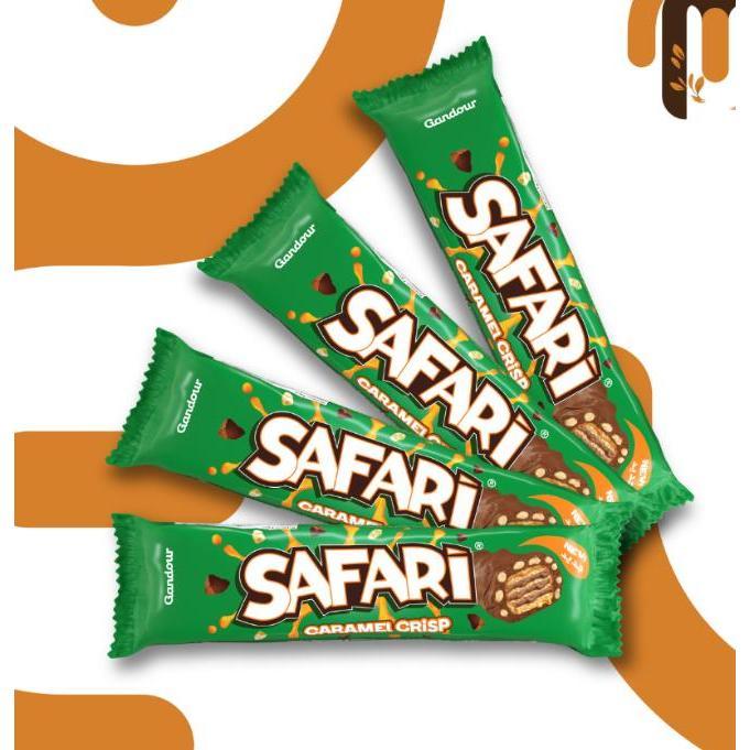 Safari Chocolate by Gandour Coklat import from saudi, Arab Crunchy bar with cereal in a milky 12pcs By Jood Mart
