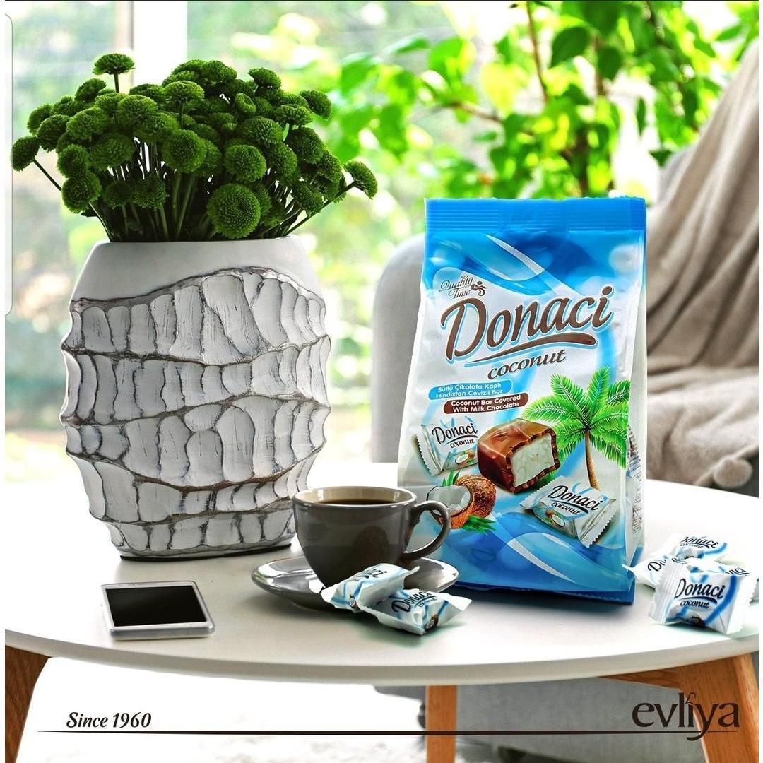 Evliya Donaci Coconut Bar Covered With Milk Chocolate 250g.500g.1kg White By Jood Mart
