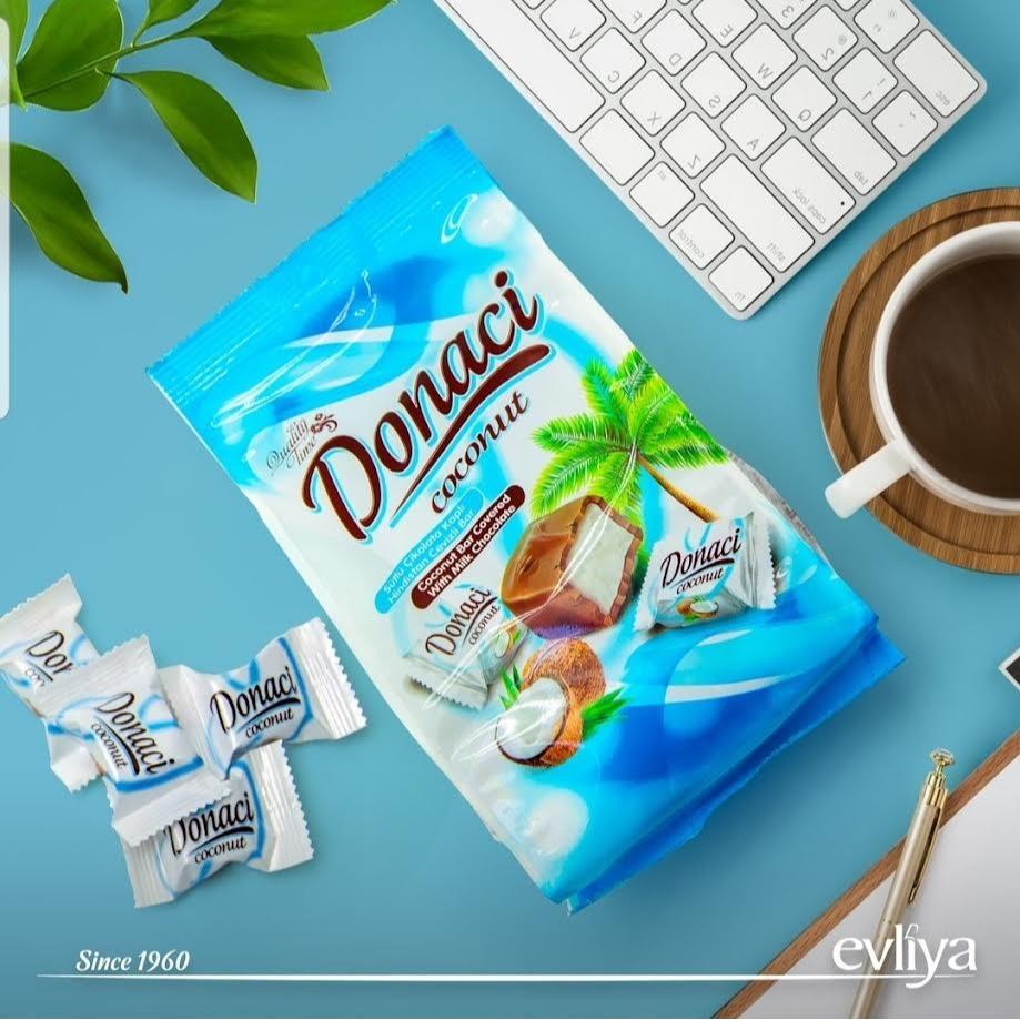 Evliya Donaci Coconut Bar Covered With Milk Chocolate 250g.500g.1kg White By Jood Mart
