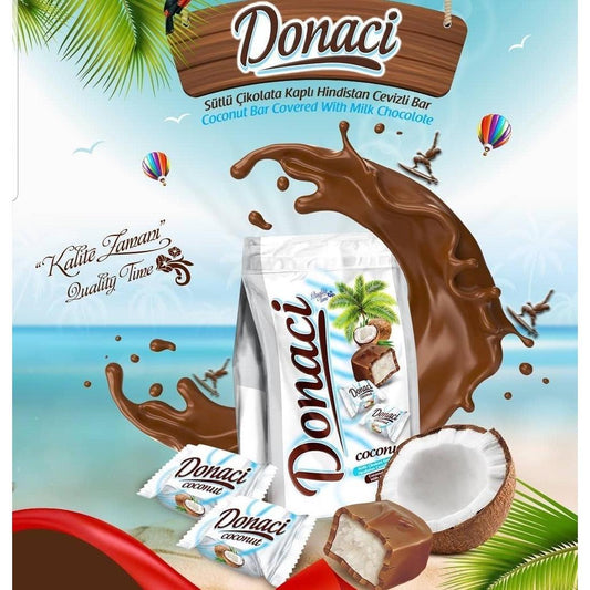 Evliya Donaci Coconut Bar Covered With Milk Chocolate 250g.500g.1kg White By Jood Mart
