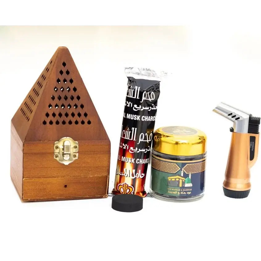 Mabkhara Set Starter Full Set includes 1 Mabkhara 1 Bakhoor 1 free packs Charcoal 1 Torch Gun Bukhoor - Bakhoor