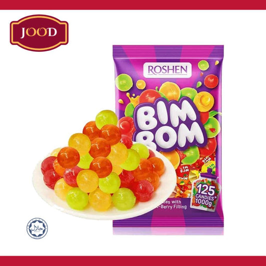 halal ROSHEN BIM BOM Hard Candy with Chewy Filling 500g.1kg By Jood Mart