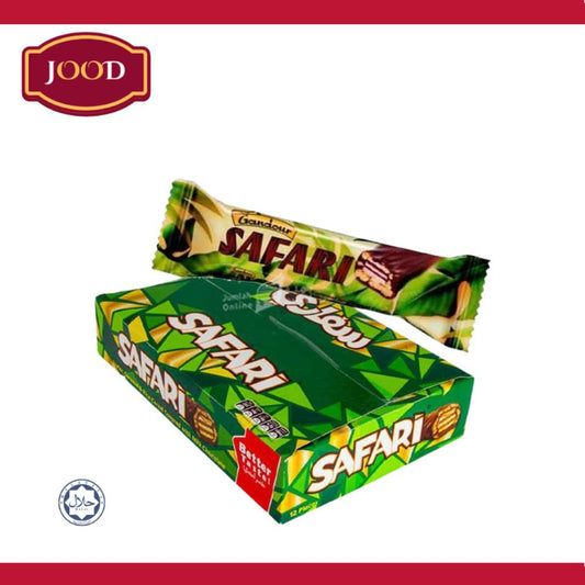 Safari Chocolate by Gandour Coklat import from saudi, Arab Crunchy bar with cereal in a milky 12pcs By Jood Mart